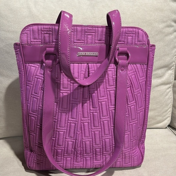 Vera Bradley Women’s Tote Bag – Purple Nylon with Patent Leather Trim - Picture 7 of 13